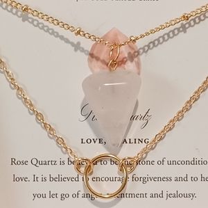 2 pc Luna Norte 14KT Gold Plated over Brass Necklaces with genuine gemstones